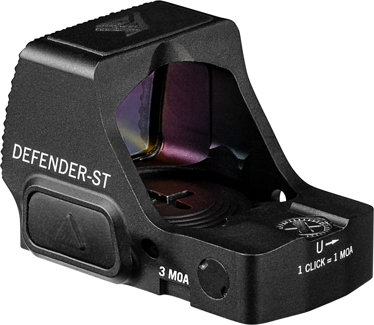 Bild eines Defender-ST 3 MOA Red Dot Visiers mit 1 Klick = 1 MOA Einstellung