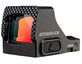 Seitenansicht des Defender-CCW 3 MOA Reflexvisiers mit rutschfestem Gehäuse und rotem Absehen