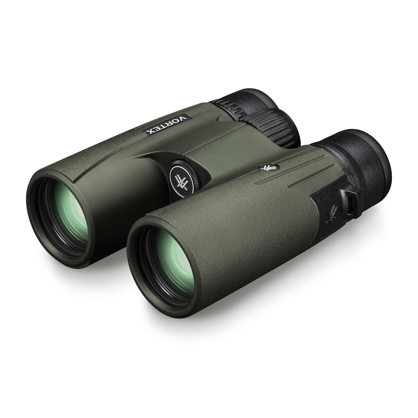 Nahaufnahme eines grünen Fernglases mit schwarzen Details, ideal für Wanderungen und Vogelbeobachtungen