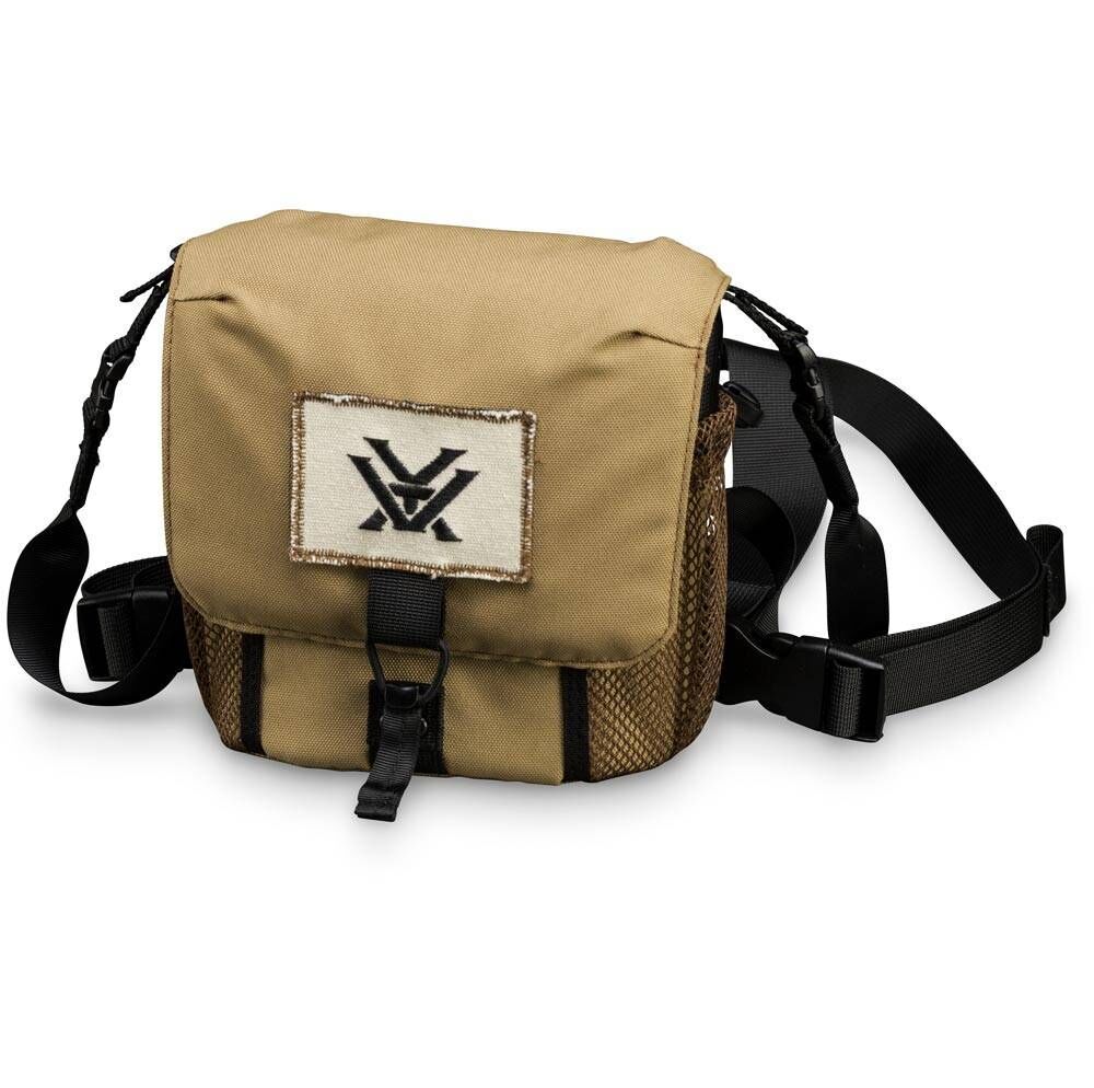 Beige Umhängetasche mit Logo und verstellbarem Schultergurt