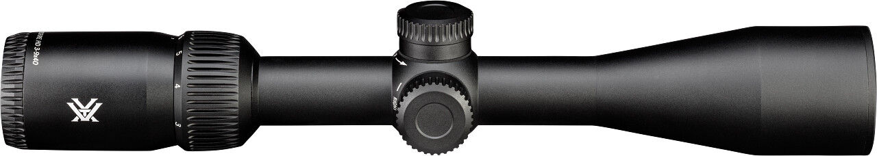 Schwarzes Zielfernrohr mit einstellbarer Vergrößerung und robustem Design