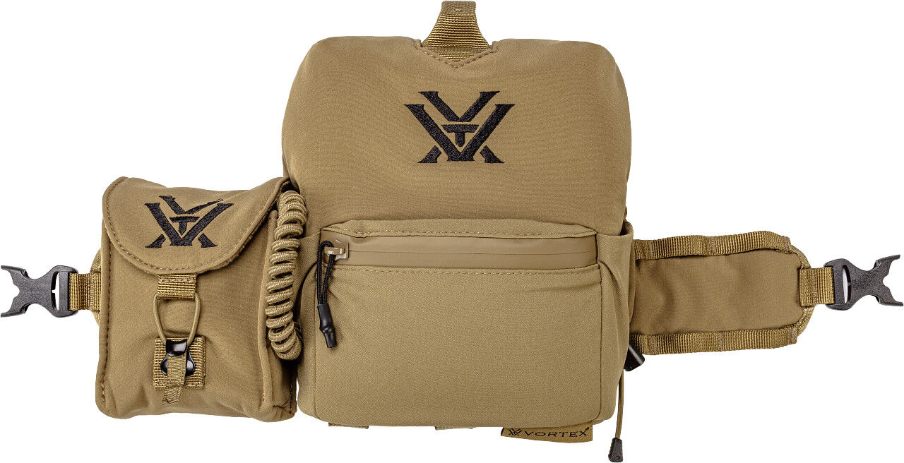 Beige Fernglastasche von Vortex mit seitlicher Tasche und Logo