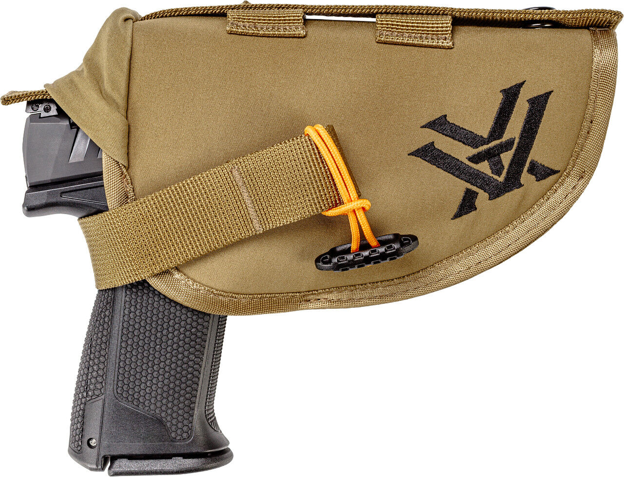 Brauner taktischer Pistolenholster mit Verstellgurt und Sicherheitsverschluss
