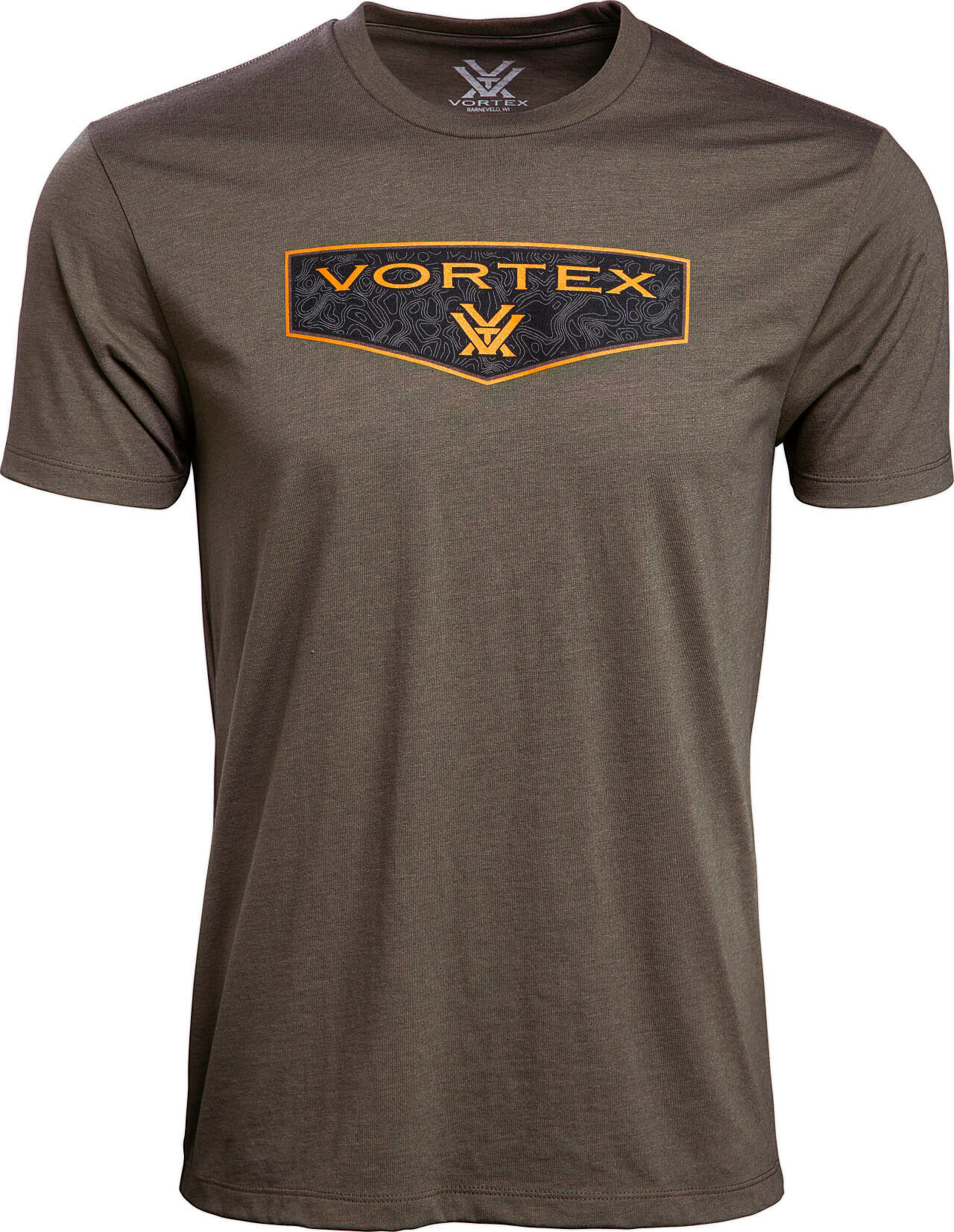 Braunes Herren-T-Shirt mit Vortex-Logo auf der Vorderseite