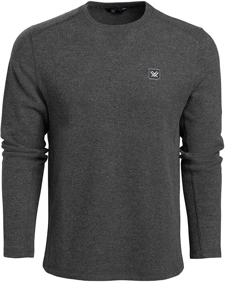 Dunkelgraues Herren-Langarmshirt mit Rundhalsausschnitt und kleinem Logo auf der Brust