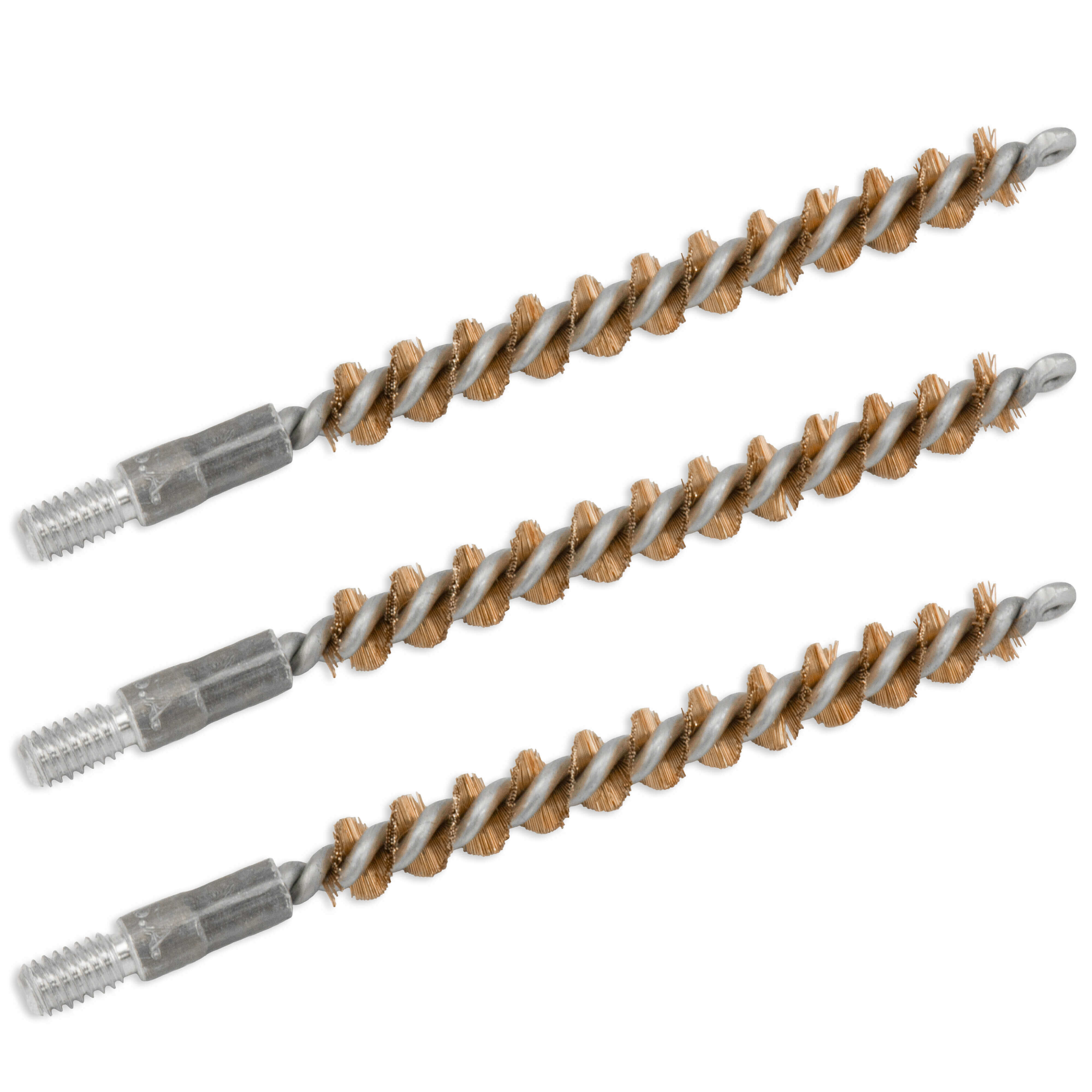 Drei Reinigungsbürsten mit Metallgewinde, ideal für präzise Reinigungsarbeiten an schwer zugänglichen Stellen