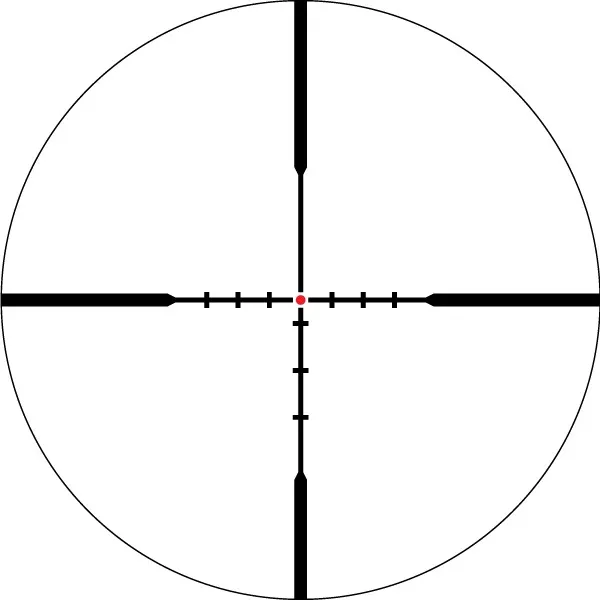 Absehen eines Zielfernrohrs mit zentralem Fadenkreuz und Skala zur Entfernungsschätzung