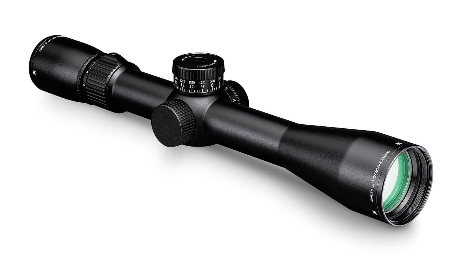 Ein schwarzes Zielfernrohr mit hochwertiger Optik und präzisem Einstellmechanismus