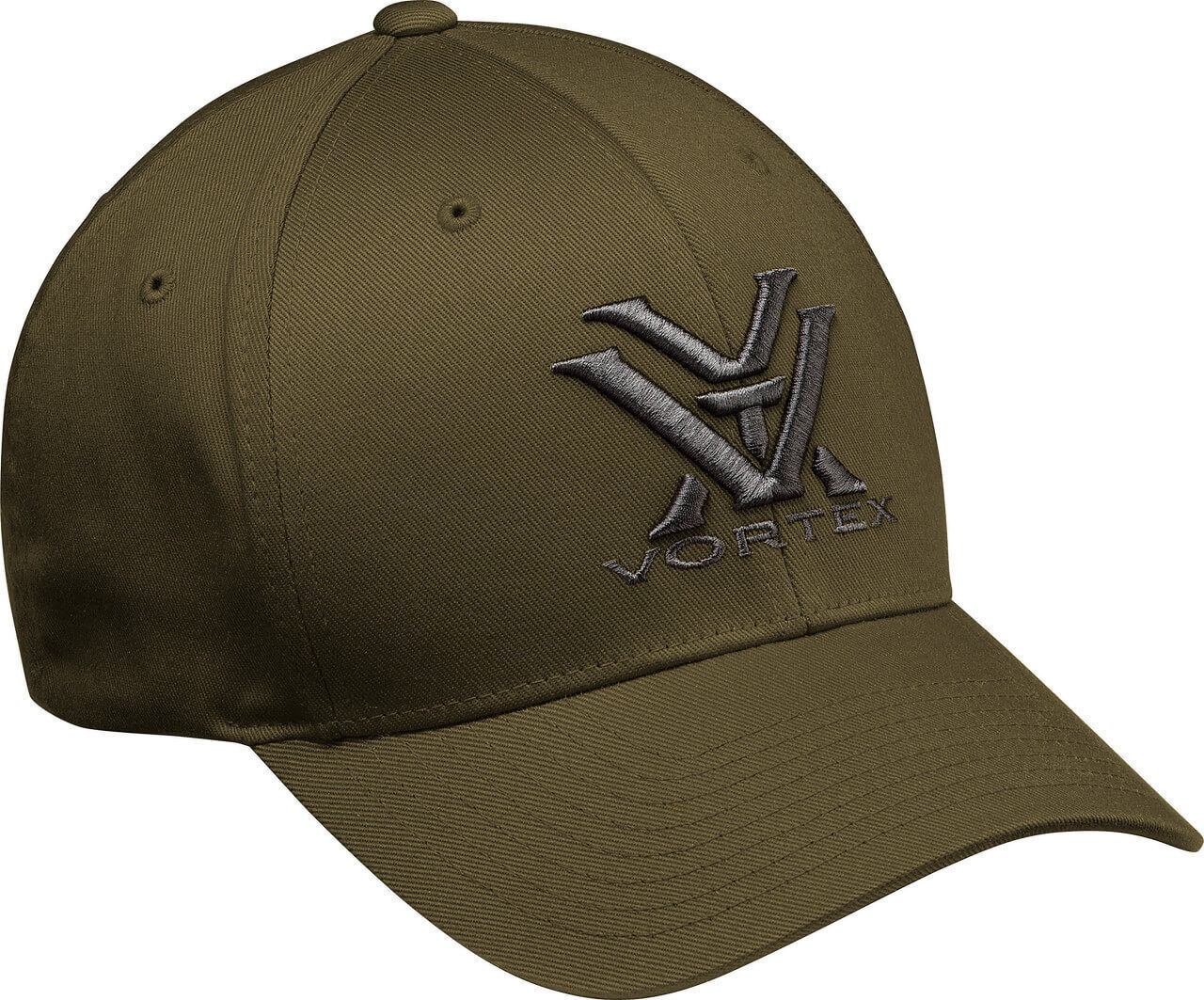 Olivefarbene Baseballkappe mit gesticktem Vortex-Logo