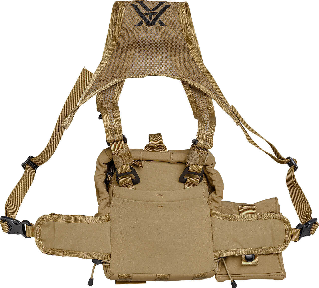 Beige taktische Brusttasche mit Gurten und Fächern für Outdoor-Nutzung