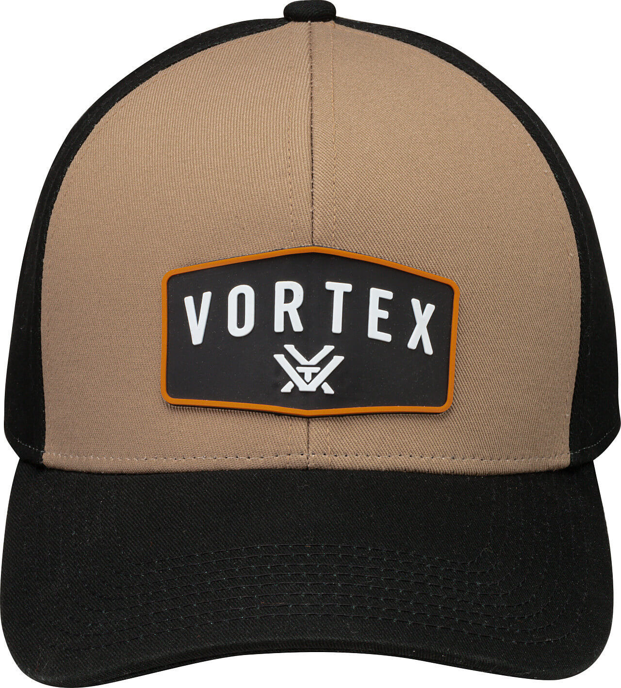 Vortex Baseballkappe in Braun und Schwarz mit Logo auf der Vorderseite