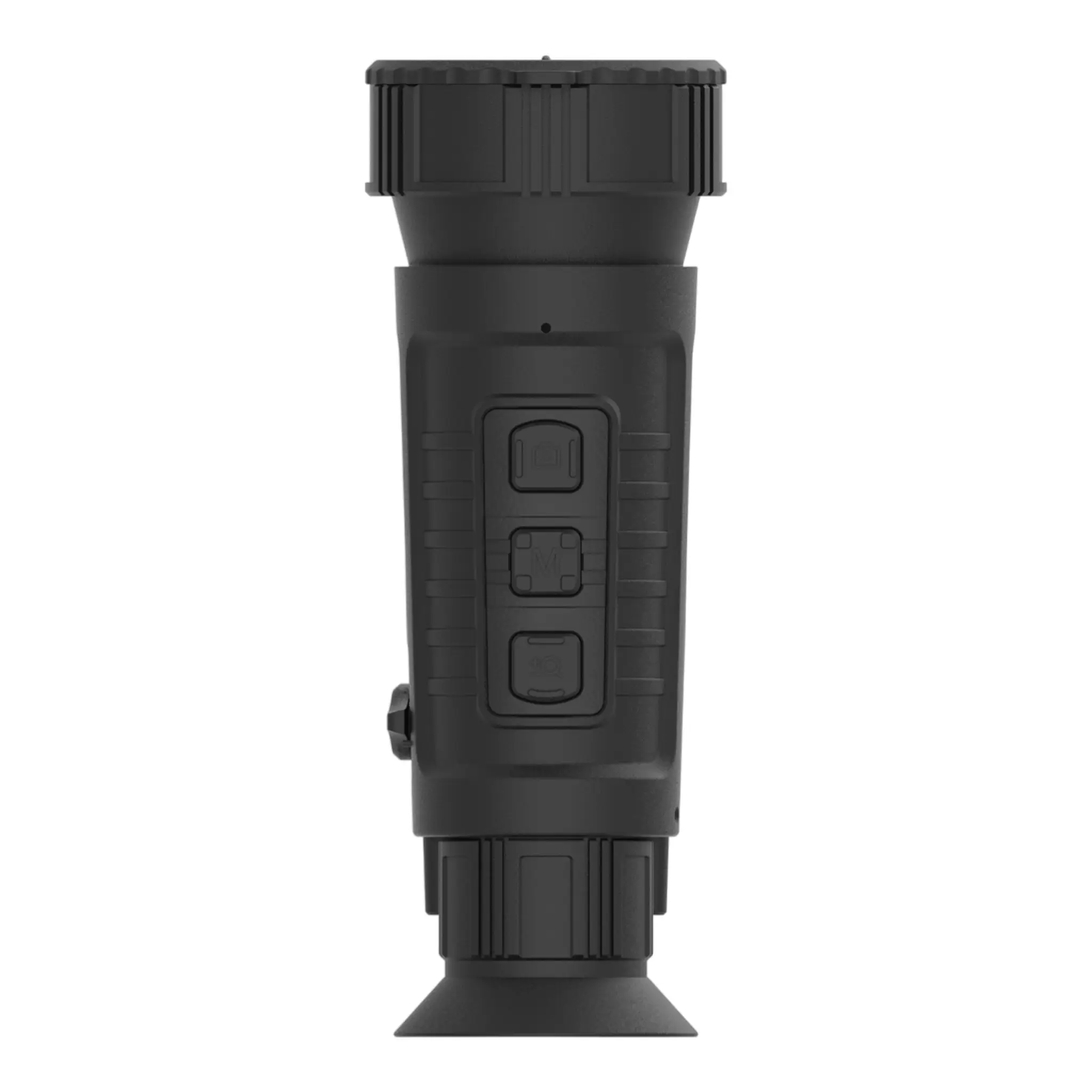Seitenansicht des Zentron ZEN M6 Pro 50 mm Wärmebild-Monokulars von Zentron mit Bedientasten und integriertem Laser-Entfernungsmesser